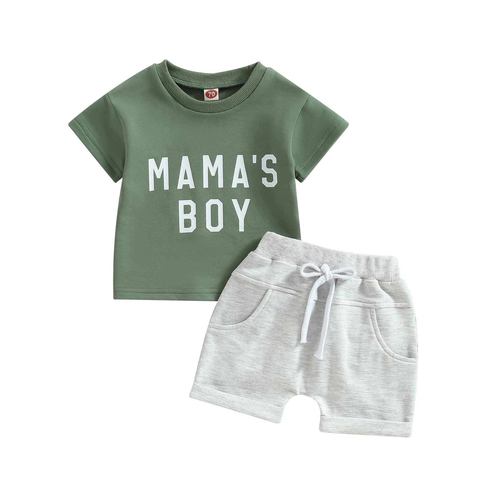 Amnnchya Daddys Boy Baby Clothes Dads Little Dude Short Sleeve Shirts and Drawstring Shorts Toddler Summer Cute Outfit (Green Boy12-18 Months)