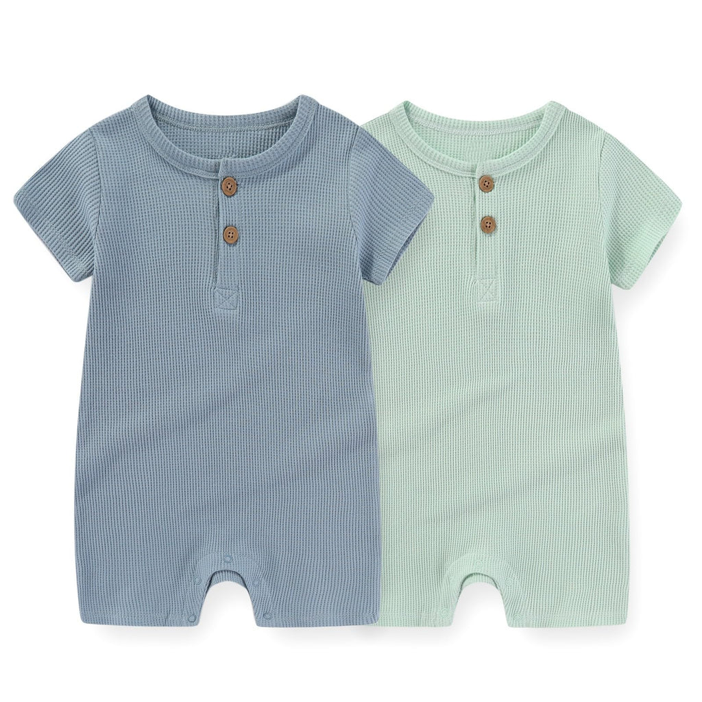 JELYLOVE Unisex Short Sleeve Baby Romper 2 Pack Cotton Solid infant Boy Girl Jumpsuits Soft New Born Clothes