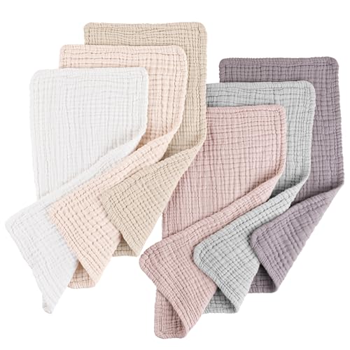 Konssy Muslin Baby Burp Cloths Sets for Unisex- 6 Pack Large 100% Cotton Burping Clothes for Newborn，Baby Girls and Boys