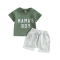 Amnnchya Daddys Boy Baby Clothes Dads Little Dude Short Sleeve Shirts and Drawstring Shorts Toddler Summer Cute Outfit (Green Boy12-18 Months)